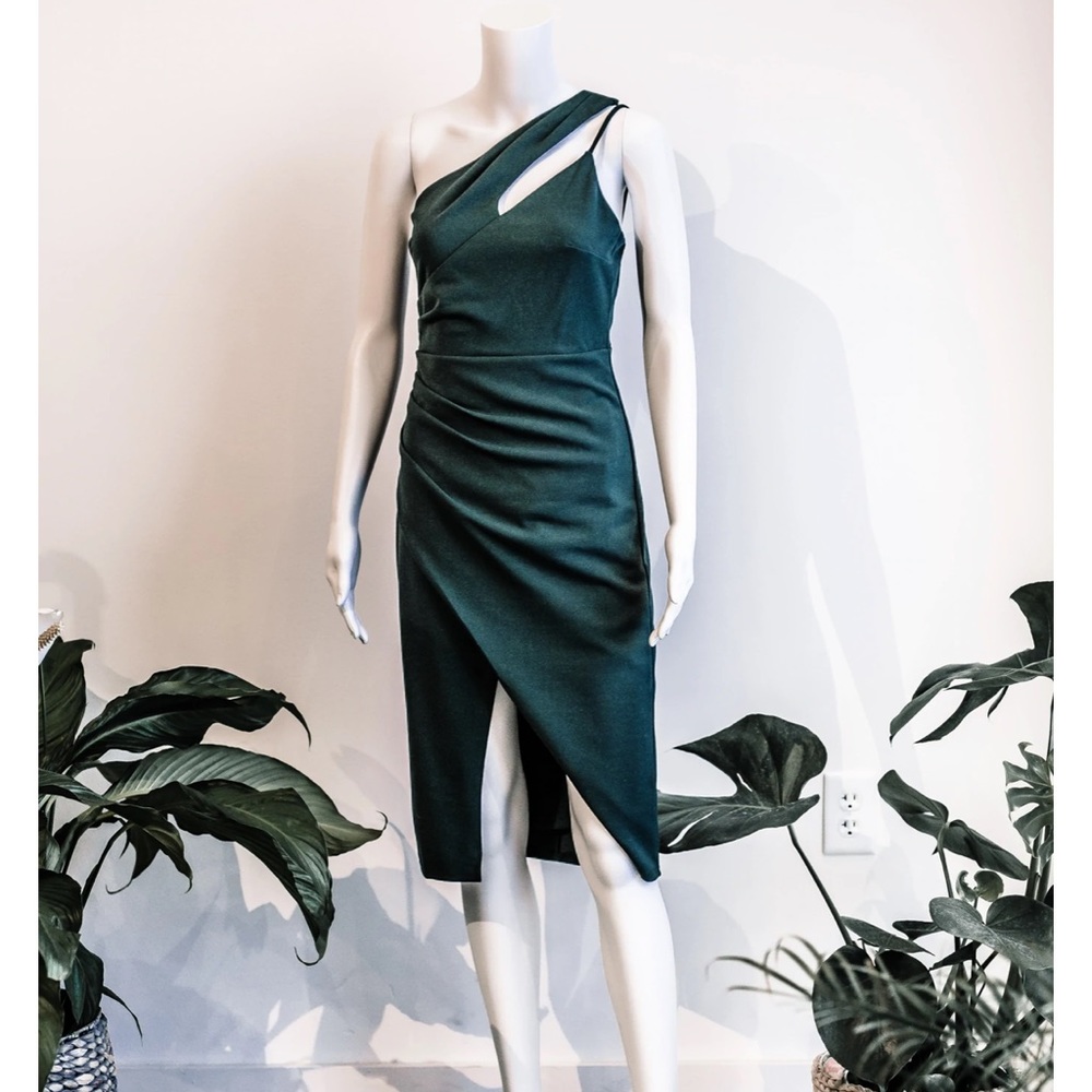My Muse cutout tulip midi dress in hunter